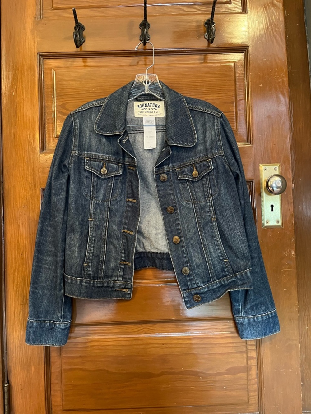 Signature by Levi Strauss Dark Blue Denim Jacket - Button Front Jean Jacket